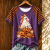 Women's Casual Halloween Striped Print Short Sleeve T-Shirt