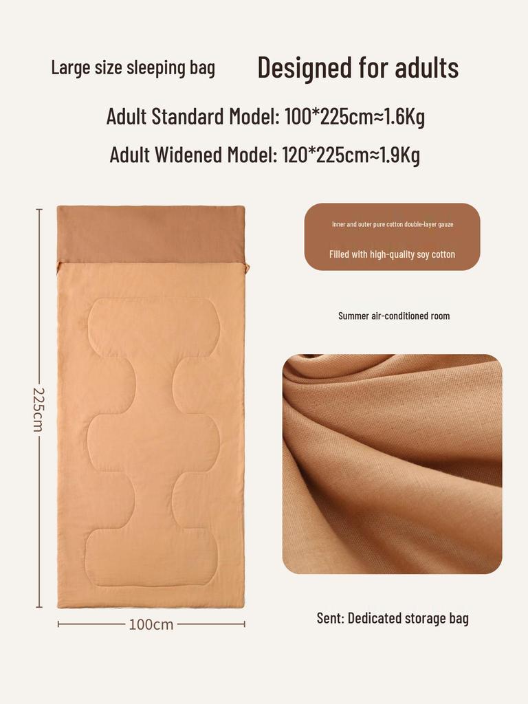Haorunqi Cotton Gauze Sleeping Bag for Adults - Dual-Use, Portable, Ideal for Summer, Work, Travel, Camping.