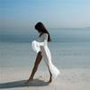New Sexy V Neck Ruffled Long Sleeve Chiffon Tunic Beach Cover Up Cover-ups Beach Dress Beach Wear Beachwear Female Women