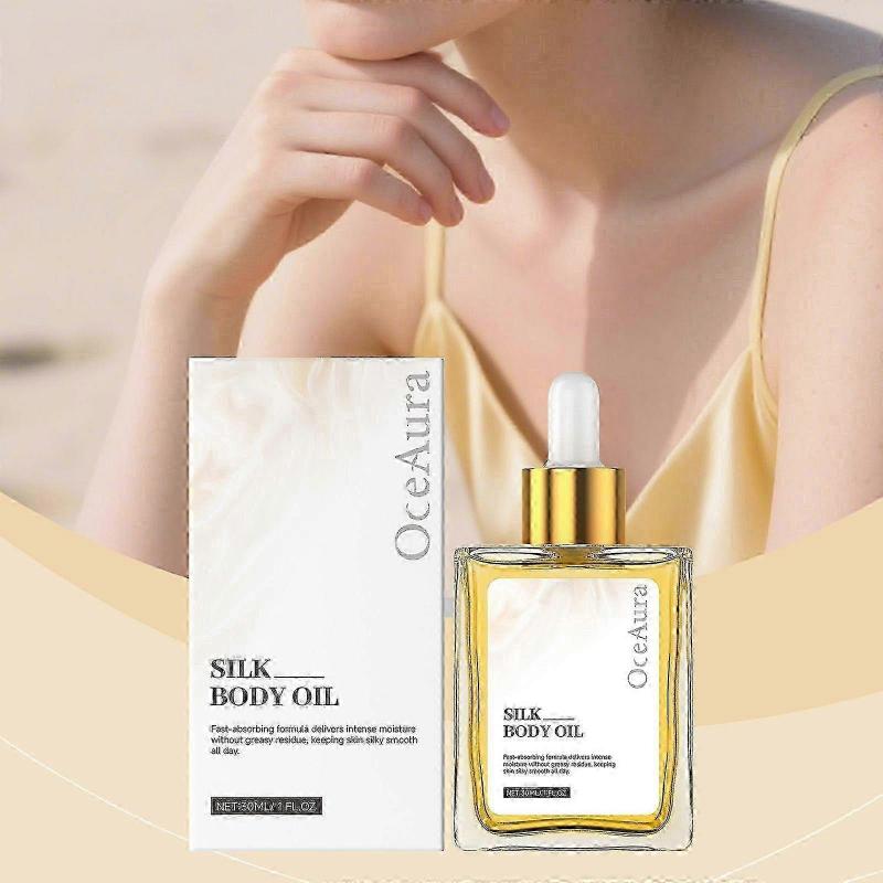 3x hedvábný tělový olej - zpevňující, proti stárnutí, hydratační složení, pro povadlou pokožku, hydratace po sprše, voňavá směs, prémiová péče o pleť