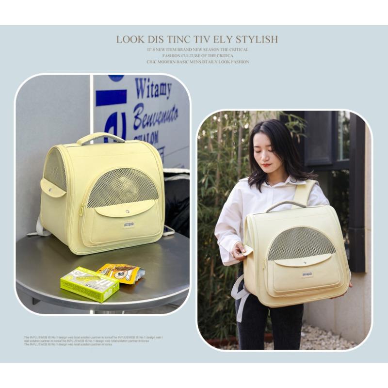 New Pet Bag Macaron Candy Color Large Capacity Shoulder Portable Breathable Cat Bag Outing Pet Backpack