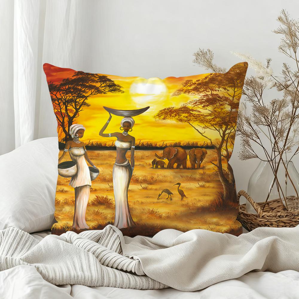African Tribal Style Elephant Pillow Case Sofa Living Room Bedroom Headboard Backrest Square Cushion Nap Time