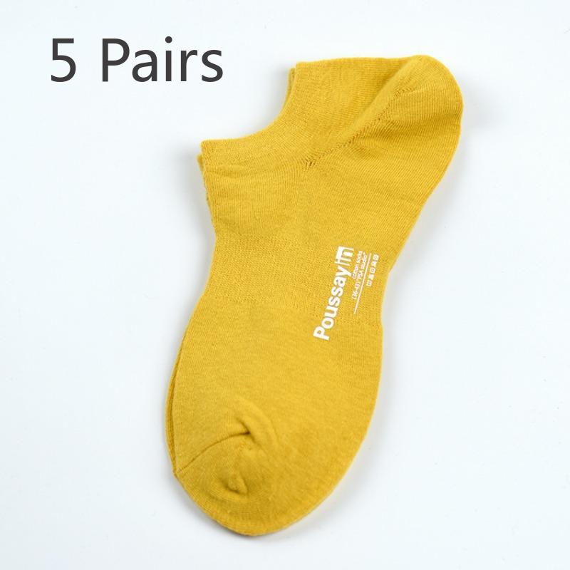 

5 пар носков мужских влагопоглощающих хлопковых с защитой от сползания с пятки коротких с неглубоким вырезом однотонных повседневных со смещенным принтом невидимых спортивных носков-лодочек 5 pairs имбирный