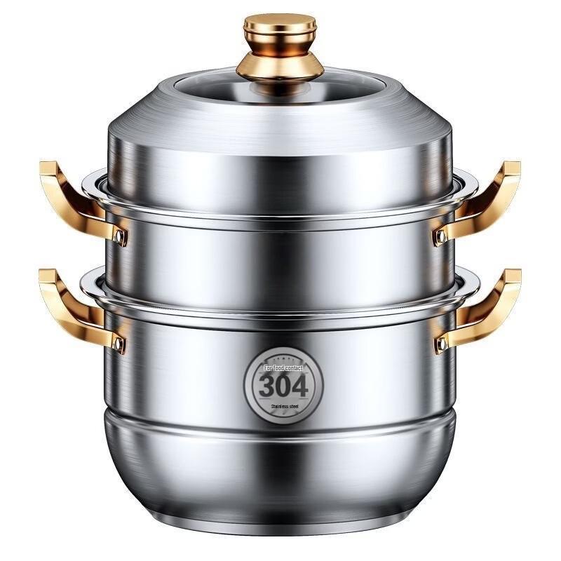 Food-Grade Thickened 3-Layer Stainless Steel Steamer Soup Pot