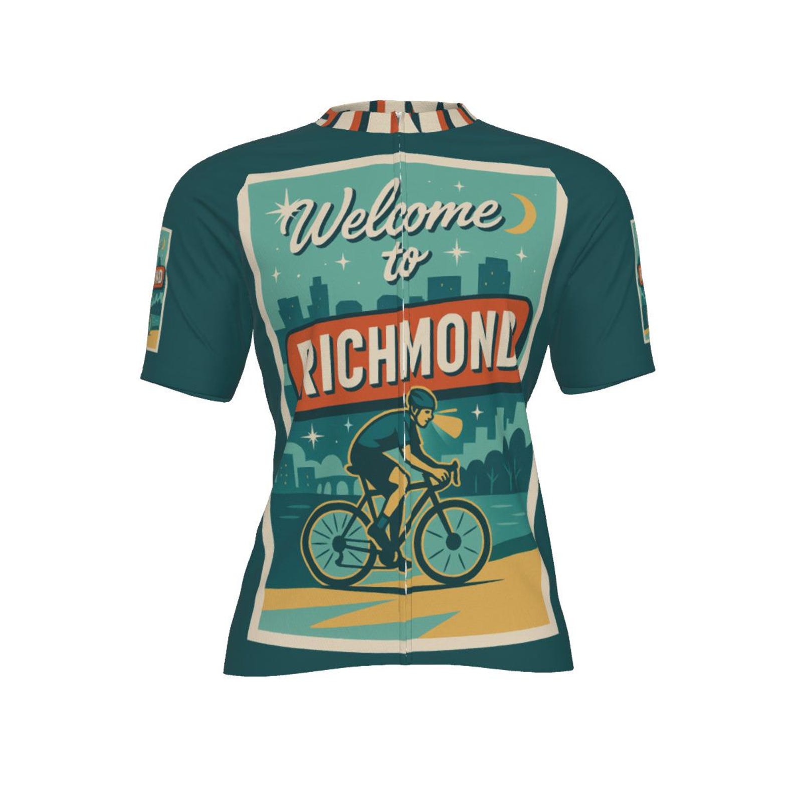 Richmond Cycling Jersey: Vintage RVA Bike Shirt, Unisex Fitted Polyester S