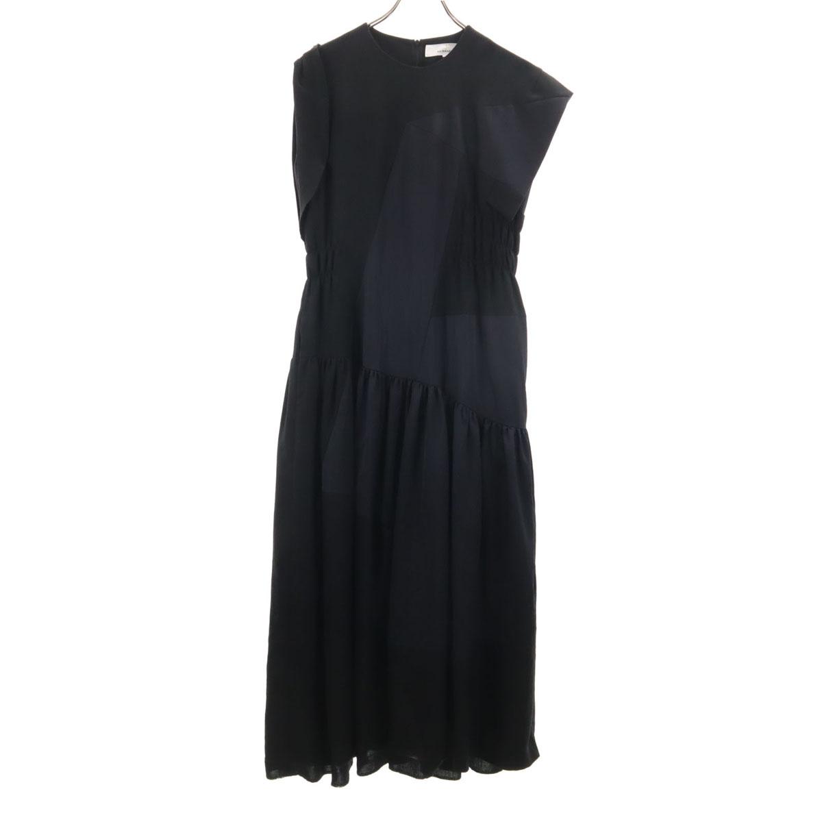 

AKIRANAKA made in Japan French sleeve Different material switching Long dress Women Used