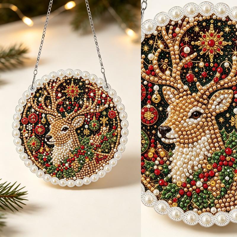 Acrylic Rhinestone Pendant Christmas Craft Set Single Sided Drill Hanging Decor Kit Diy Festival Gifts