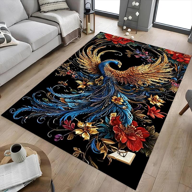 1pc Phoenix Flowers Carpet Anti Slip Polyester Floor Mat for office,Bedroom