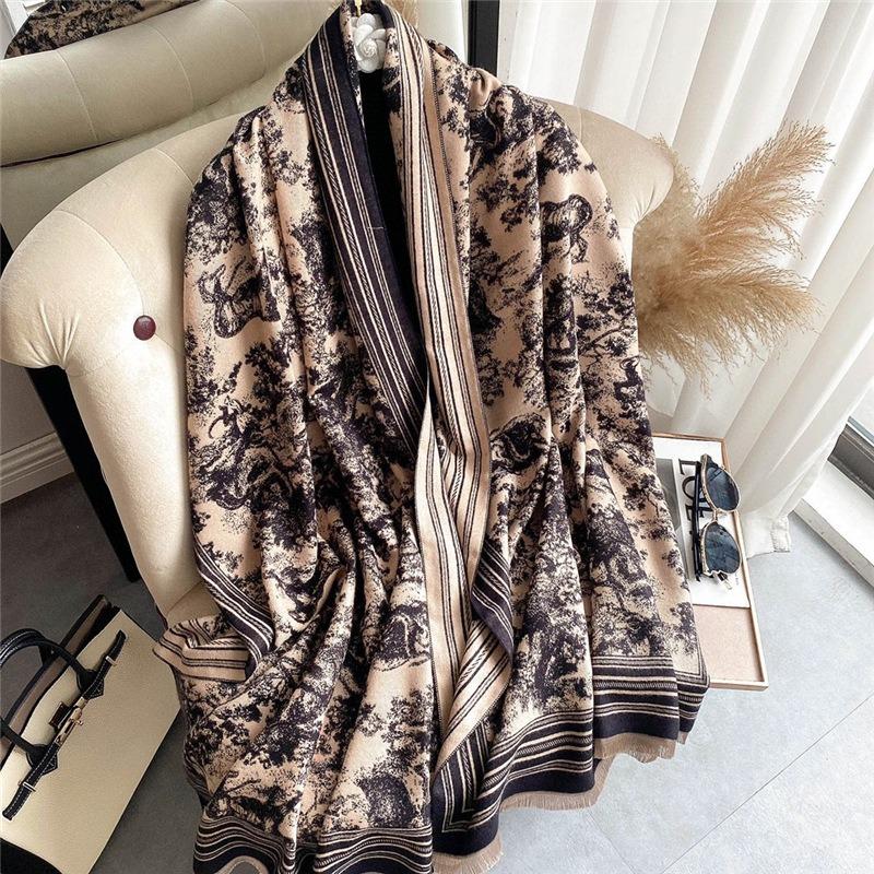 New imitation cashmere scarf women's zoo jacquard decorative shawl scarf thickened warm scarf