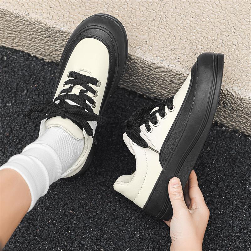 Niche design flat shoes black casual sports heightened platform bread shoes X