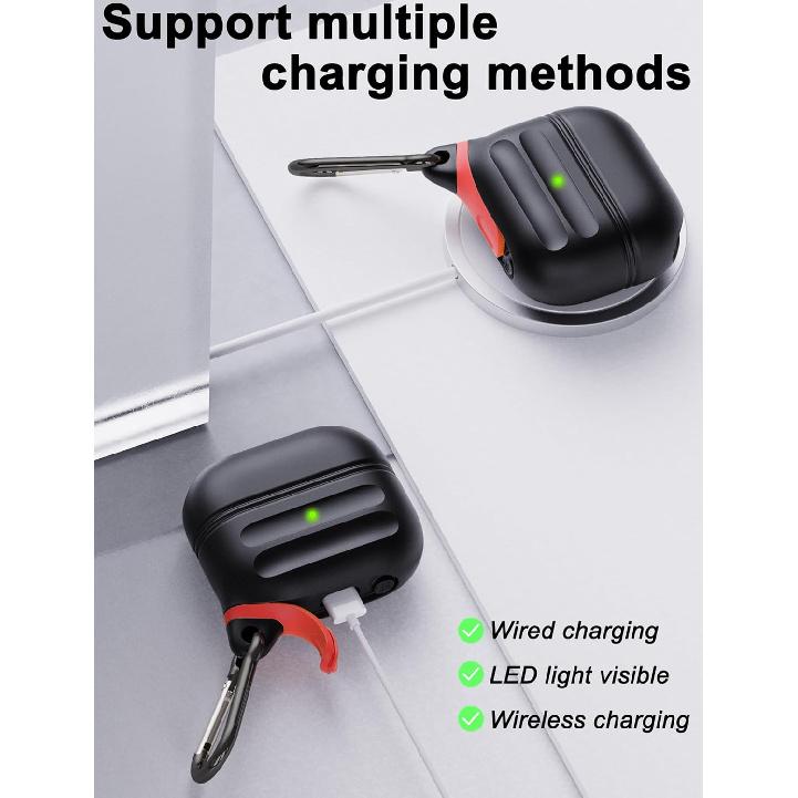 for Galaxy Buds 3 Pro Case & Galaxy Buds 3 Case, Waterproof Premium Silicone Cover with Carabiner, Wireless Charging, Patent Registered, Black