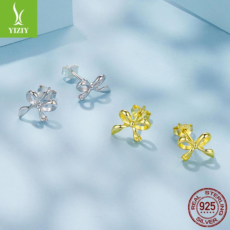 S925 Silber Ohrstecker mit vielseitigen Ohrlöchern, kleine Mini Sternenlicht Schleifen Ohrringe