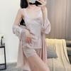 Summer thin women's sexy ice silk suspender shorts spring and autumn lace pajama set nightgown silk loungewear
