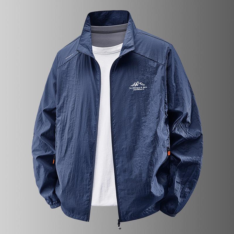 Sonnenschutz Herren Ultradünne Eisseide Sommer Herren Angeln Sonnenschutz Herren Haut Windjacke Stehkragen Strickjacke