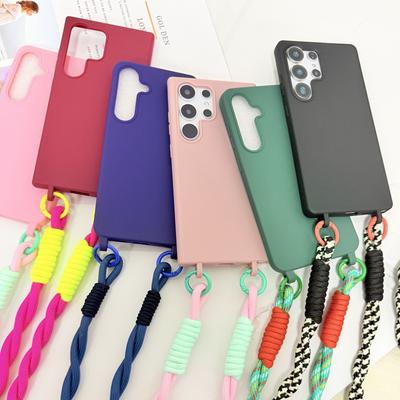 Shockproof Lanyard Case For Samsung Galaxy S25 FE S24 Ultra S21 S22 S23 Plus S26 Crossbody Neck Cord Strap Candy Soft TPU Cover