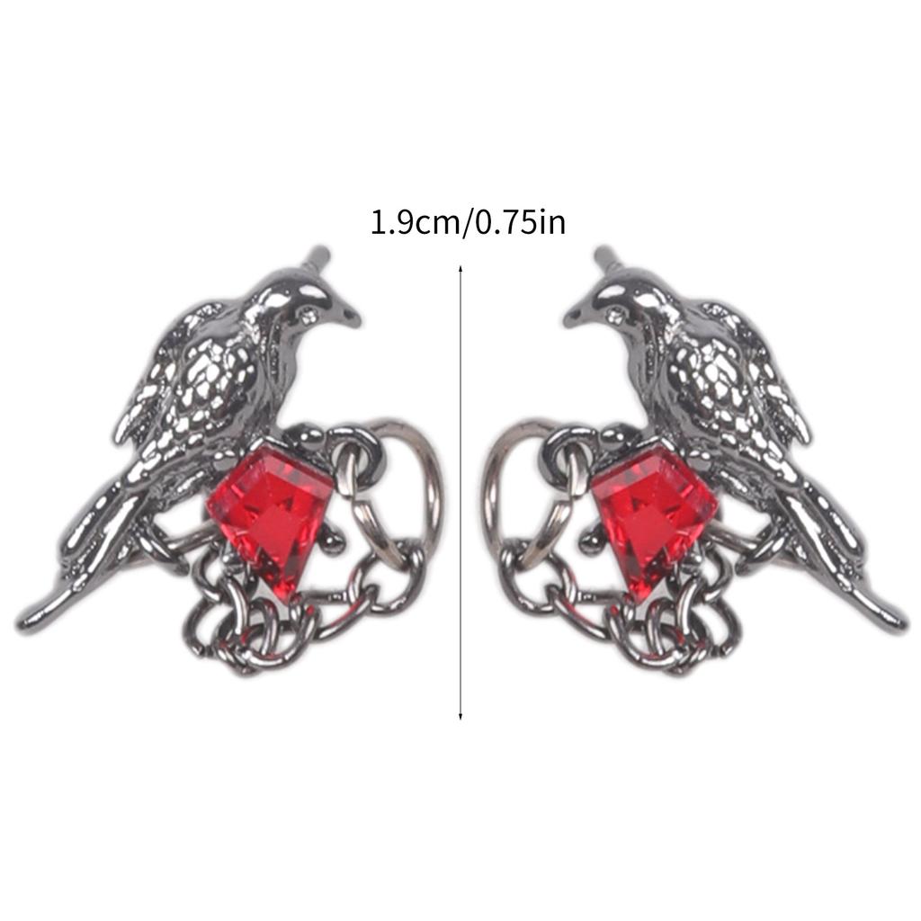 Gothic Raven Stud Earrings Dark Style Alloy Hypoallergenic Ear Studs Jewelry for Anime Fans and Young Trendsetters