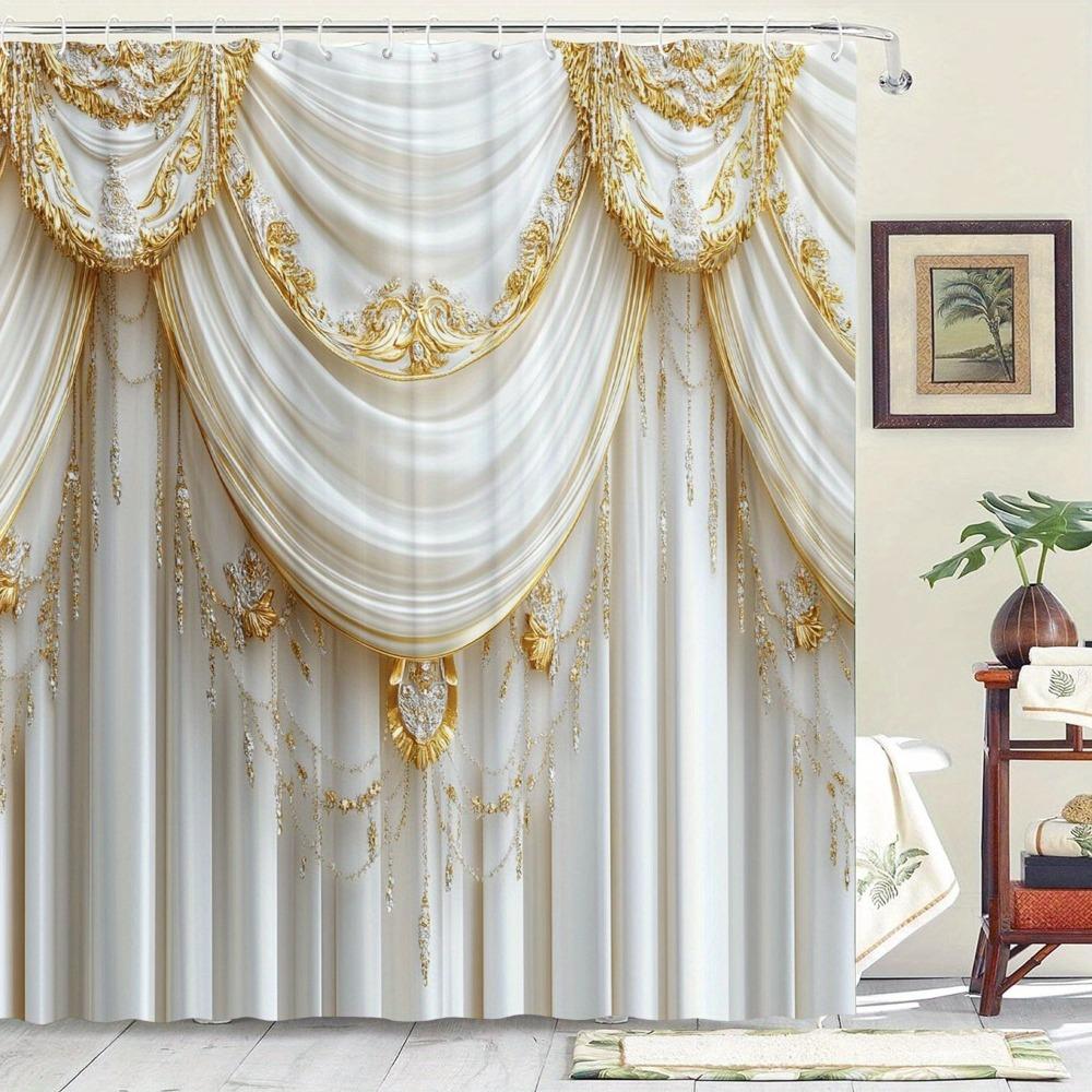 Annier Exquisite Decorative Patterns Washable Dirt-Resistant Shower Curtain Shower Head Waterproof Curtain For Home Decor
