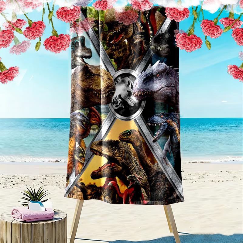 Jurassic Print Beach Towel, Large Soft Quick Dry Towel for Beach Camping Swimming