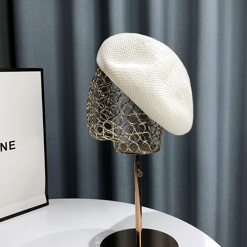 New Summer Breathable Beret Women'S Thin Hat Solid Color Korean Versatile Japanese Face Showing Little Painter Hat