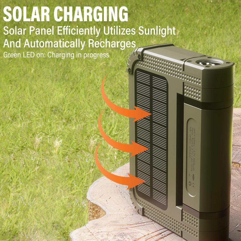 5000mAh Portable Solar Camping Light,Rechargeable Flashlight with Magnetic,Hook,Waterproof,Camping,Outdoor,Fishing,Car Repair,Tent