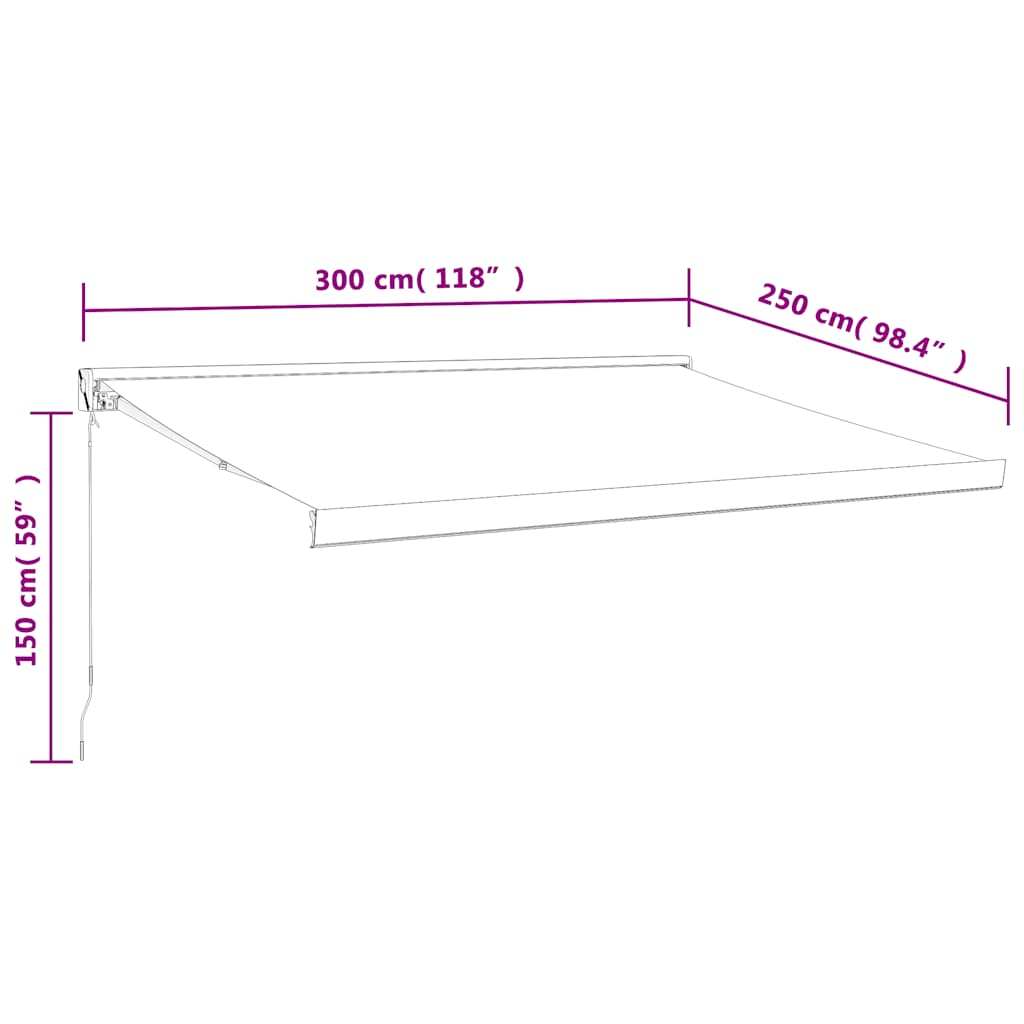 Retractable Awning Yellow and White 3x2.5 m Fabric and Aluminum