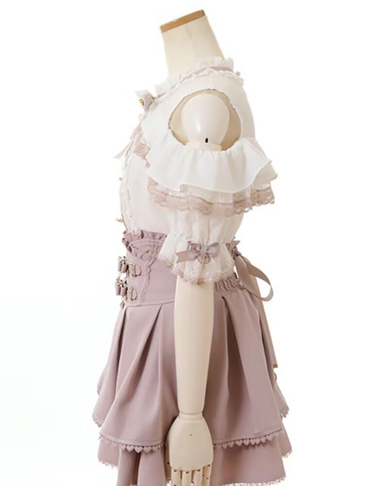 type adult floral stylish Pink [YoniStar] "Jirai-kei" (landmine style) Mass-produced skirt, short-sleeved blouse, frills, style, ribbon, bow,
