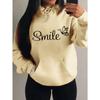 Smile Font Language Butterfly Pattern Hoody For Women Sport Pocket Clothing Cute Multicolor Streetwear Fashion Hoodies
