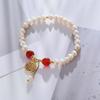 Red Agate Engraved Freshwater Pearl Bracelet Fashion Women Daily Jewelry Lucky Gift