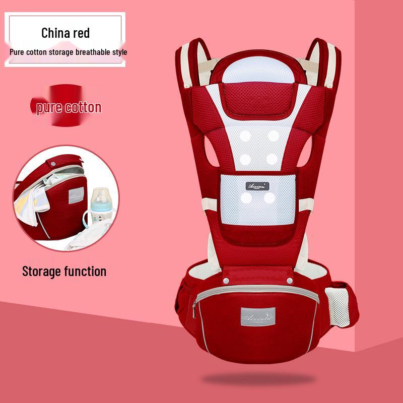 Foldable Baby Carrier Waist Stool: Dual-Use, Breathable & Portable, Front and Back Double Shoulder Baby Holder.