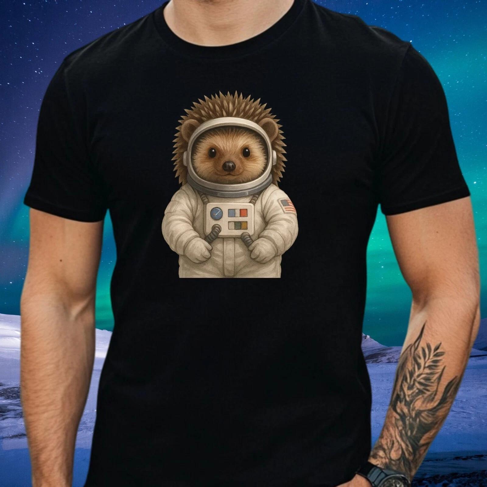 T-Shirt Herren Igel Astronaut Motiv Baumwolle Größe S bis 5XL XXXXL