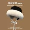 Womens Winter Warm Ear-Protective Beanie Hat With Faux Fur Trim Thick Down-FilledStyle Cap Cold Weather