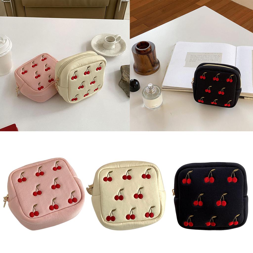 Cherry Cosmetic Bag Advanced Sense Simple Portable Large-Capacity Color Cosmetic Storage Bag Female Cherry Wash Bag