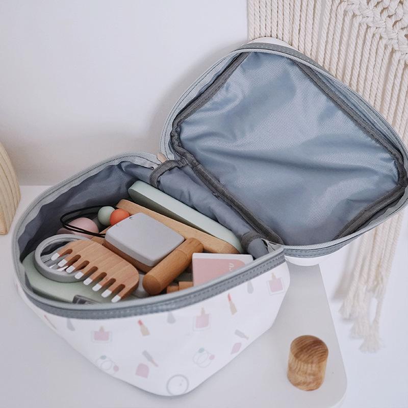 Tre Barnas Lekehus Sminke Moro Hårklipp Veske Leker Simulering Kam Hårføner Treleker