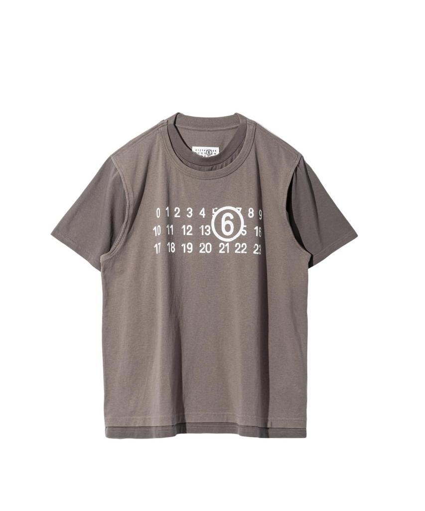 MM6 Maison Margiela SH0GC0001 STJ391 Numbering Logo Taupe Size Small T-Shirt Men's [Used]