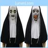 Mască Horror Sinistră Călugărița Cosplay Valak Față Completă Latex Cu Eșarfă