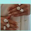 Baroque Artificial Pearl Ring Set With Geometric Design For Women Winter