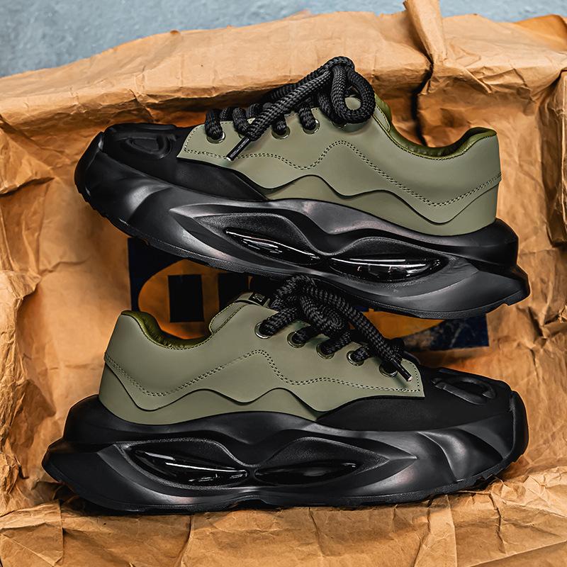 

European station men s shoes 2025 spring new thick-soled air cushion heightening sports dad shoes men s comfortable casual trendy shoes 44