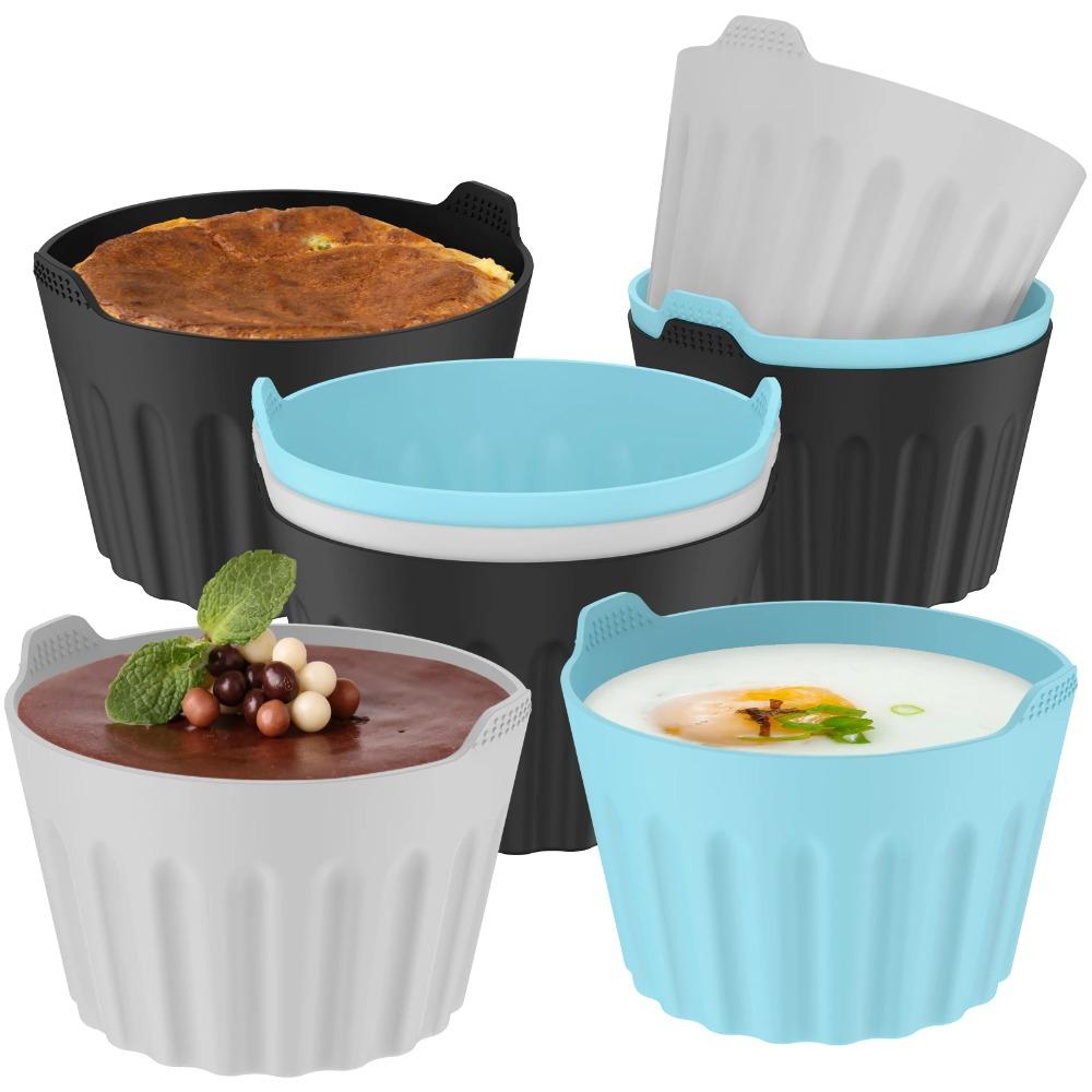 

3Pcs Silicone Cupcake Mould Heat-Resistant Egg Poacher Air Fryer Egg Mold Boiled Eggs чорний/синій