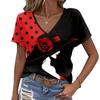 V Neck T Shirt 3d Printed Tees Women Short Sleeve Tops Casual Stretch Breathable Floral T-shirts Plus Size