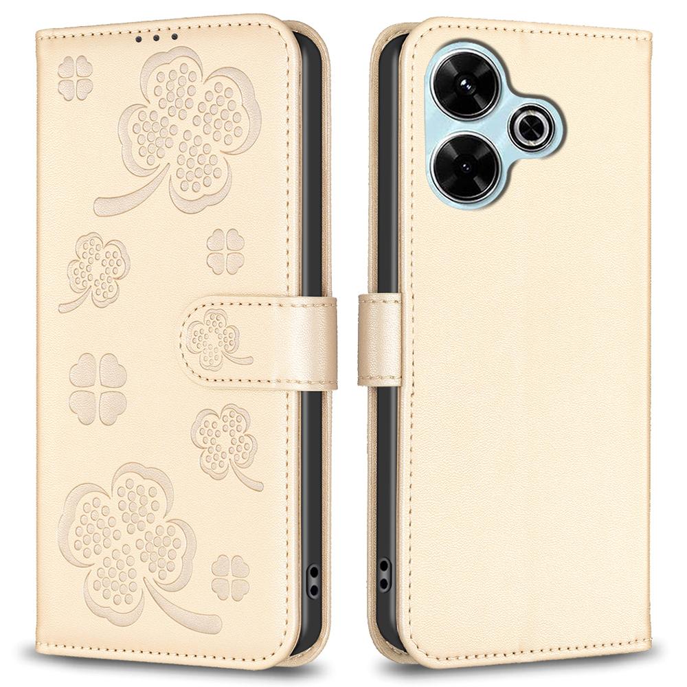 For Xiaomi Redmi 13 5G/13 4G/Poco M6 4G Case Wallet Leather Phone Cover Lucky Clover Imprinting