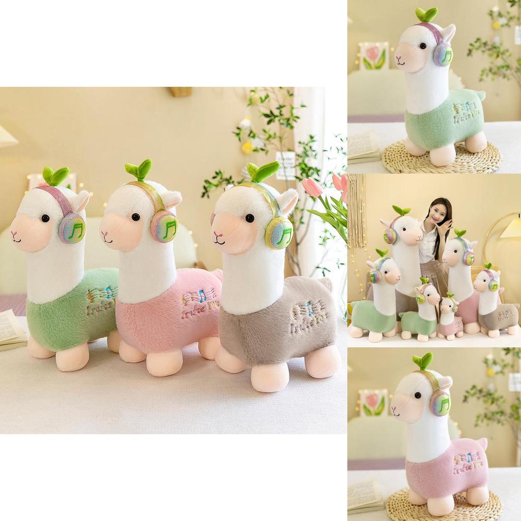 Cute Music Alpaca Plush Toy For Girls Home Decoration Gift Soft Short Plush Stuffed Animal