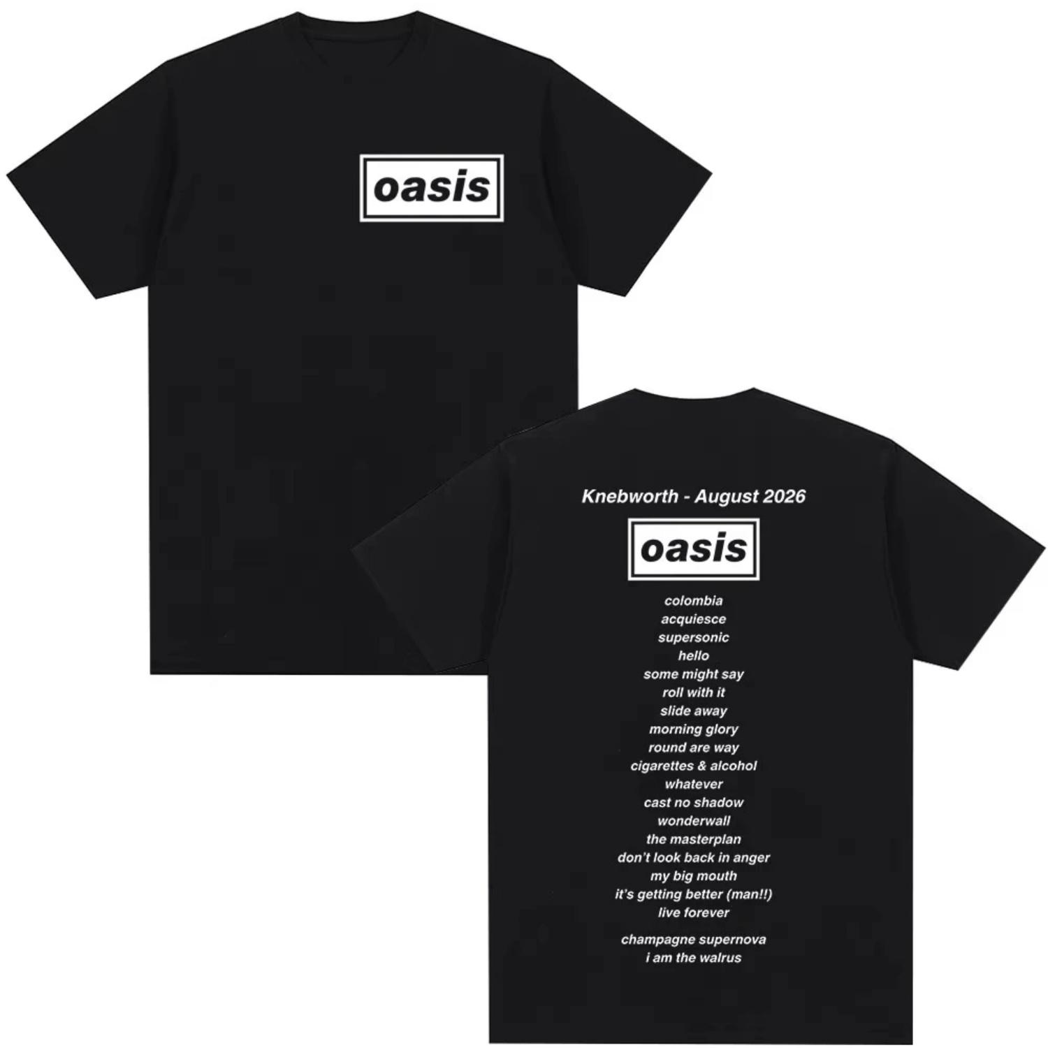 

British Rock O-Oasis Tour 2026 Merch T Shirt Men Women Hip Hop Fashion Short Sleeve T-shirts Men Clothing Punk Vintage T-shirts S чёрный