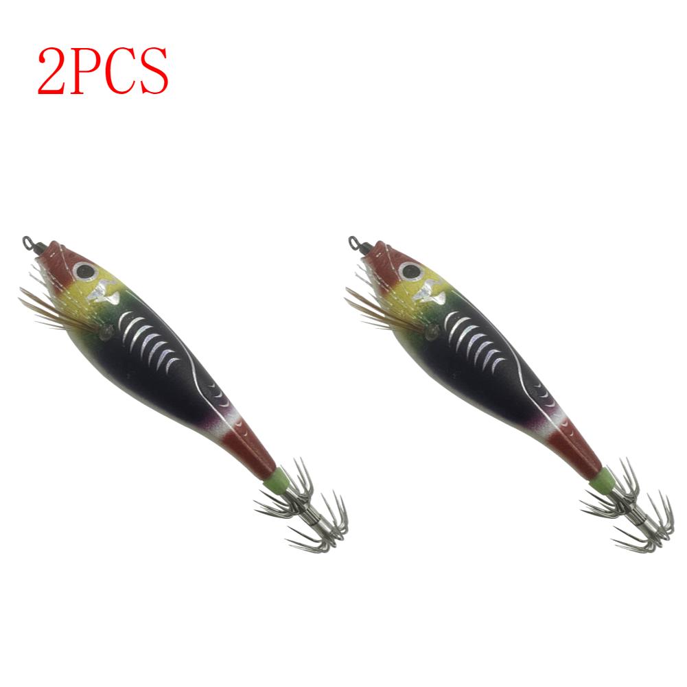 3 To 1 PCS Shrimp Fishing Bait Squid Fish Hook Wooden Octopus Fishing Bait Cuttlefish Artificial Fishing Bait Hard Bait Swinging Fishing Gear