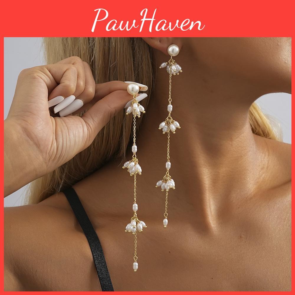 Modern Gold Plated Geometric Earrings With Tassel And Details Chain