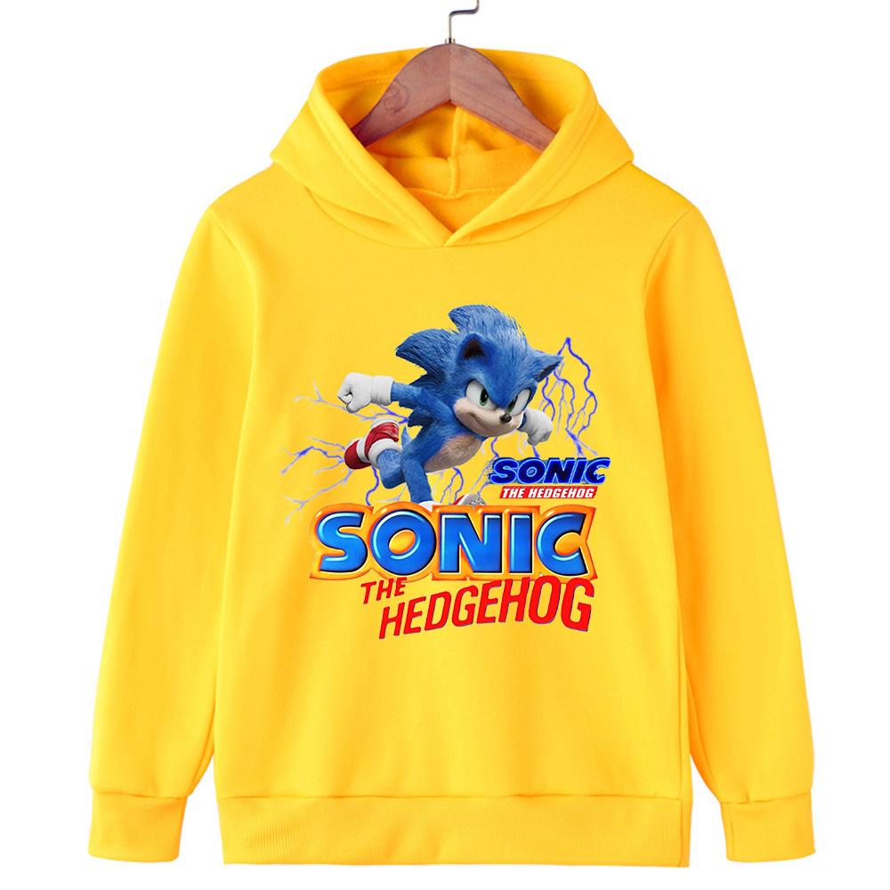 Sonic Lightning Dynamic Printed Kids' Hoodie, Let Children Wear Energetic Game-Inspired Playful Fashion Sense