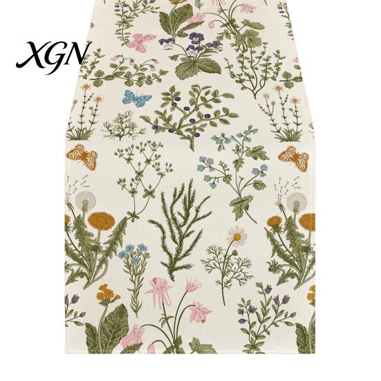 Floral Table Runner for Dining Room Runner, Spring Summer Flower Prints, 72 Inch Botanical Garden Print Farmhouse Cover Home Decor Soft