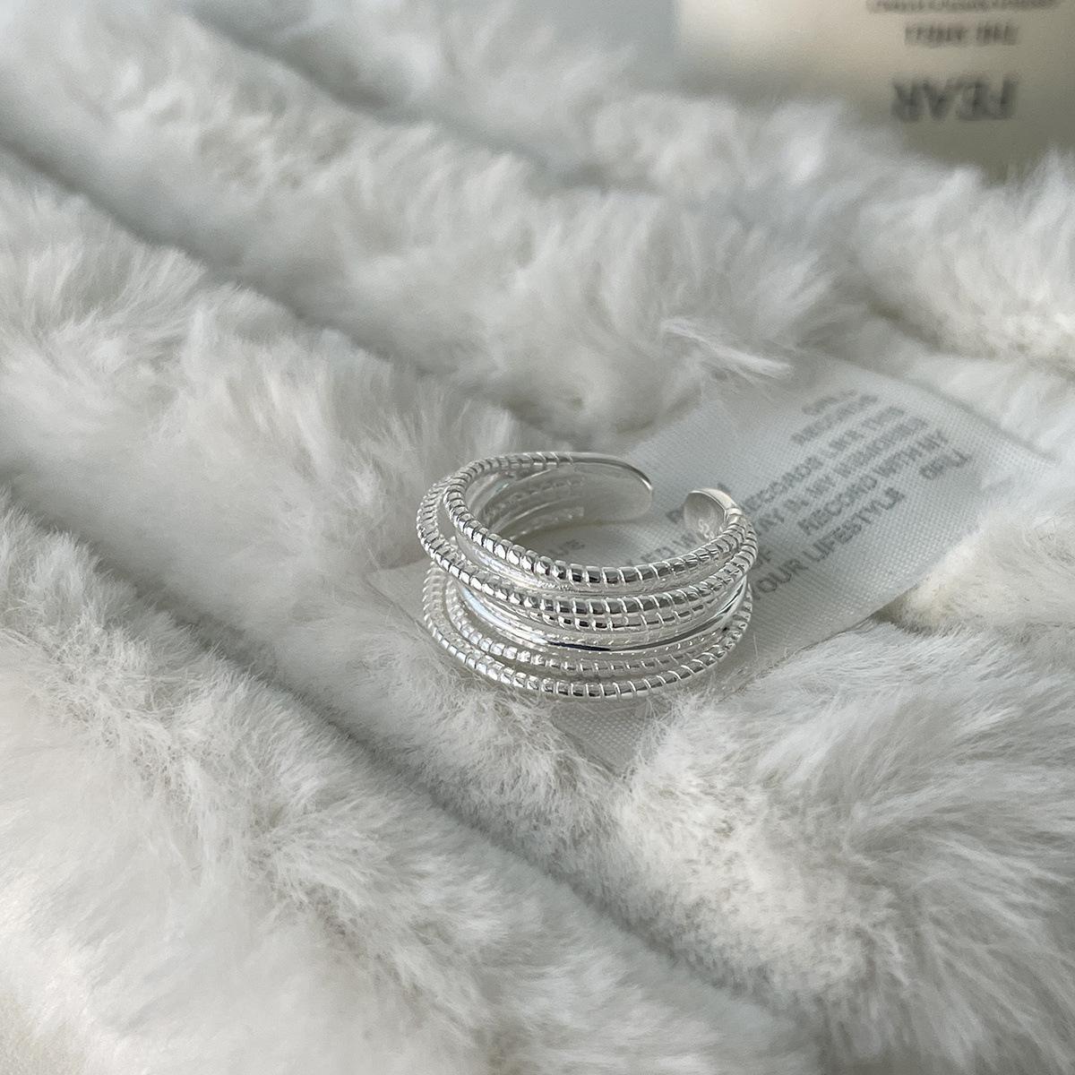 

Дизайнерское кольцо из стерлингового серебра 925 пробы, многослойное, с простыми линиями, женское, изысканное, уникальное, в ретро-стиле, кольцо на указательный палец, новое кольцо opening adjustable