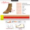 Fashion Aphixta Suede Upper Fringe Dec Women Ankle Boots 10cm High Heels Platform Woman Shoes Chunky Heel Lace Up Fashion Ladies Shoes