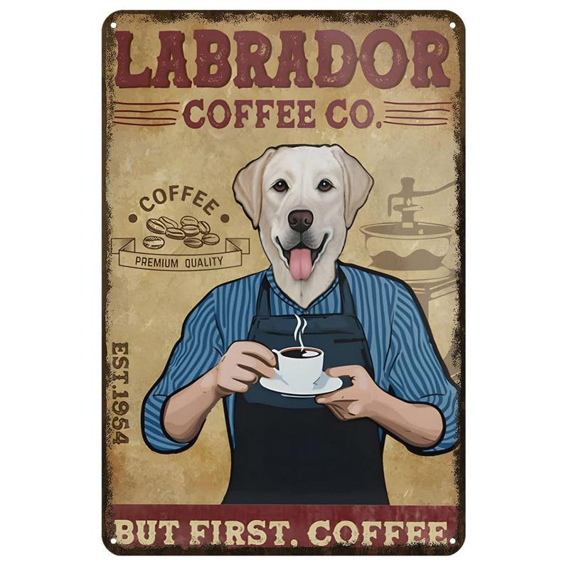 Dogs Metal Tin Signs Labrador Pitbull Wall Art Posters Plaque Vintage Iron Painting Decoration for Home Cafe Game Room Club Bar