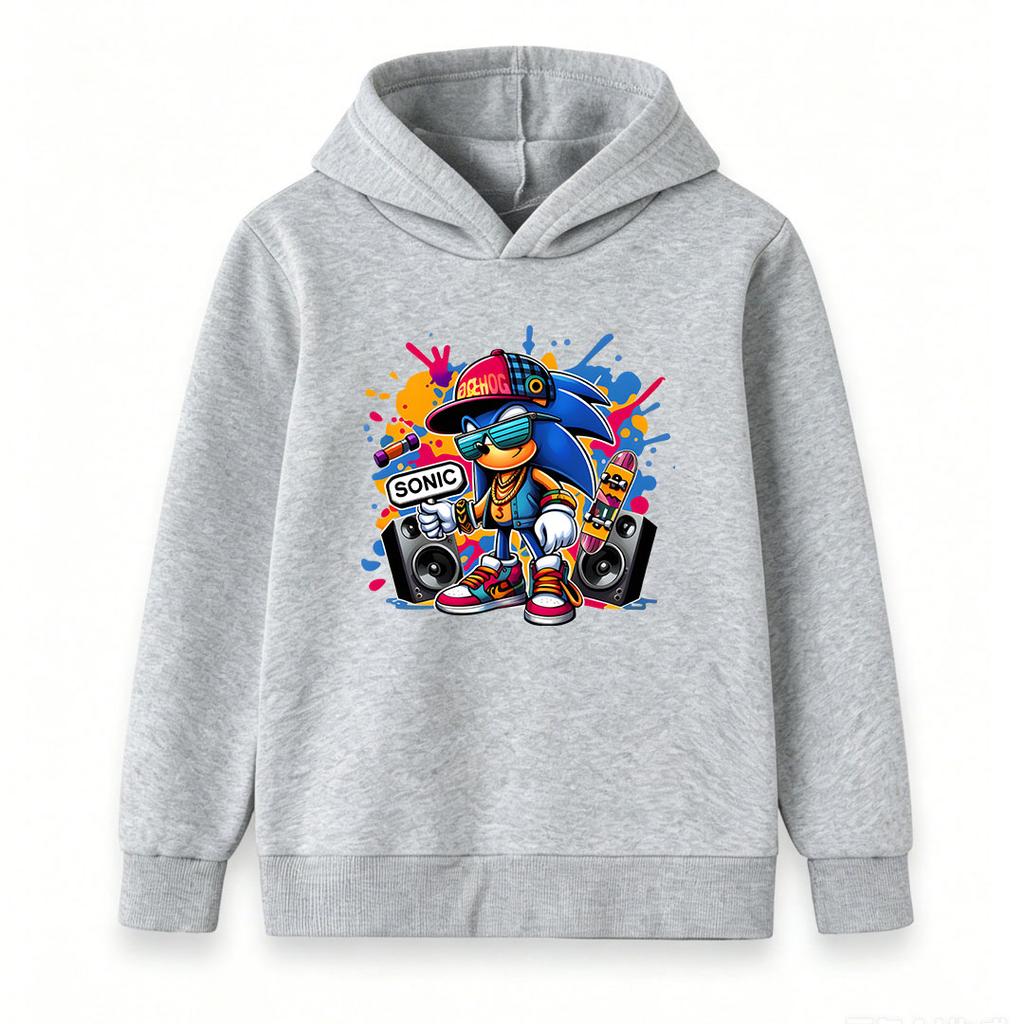Kids Boys Girls Casual Pullover Hoodie, Cool Hip Hop Urban Graffiti Character Print Long Sleeve Soft Hooded Sweatshirt for Casual Daily Wear Street